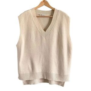 Sage The Label Oversized Cream Knit Sweater Vest